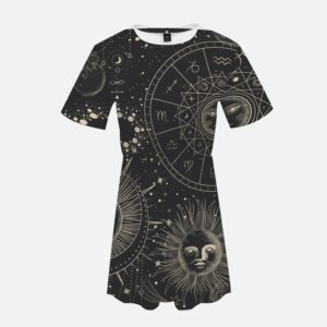 Black Jacki Easlick Celestial Print Casual One Piece Dress