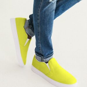 Casual Mens Sneakers, Yellow Low Top Canvas Sports Shoes