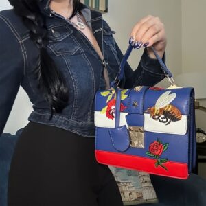 Trendy Handbag Shoulder Bag Crossbody, Edgy in Blue