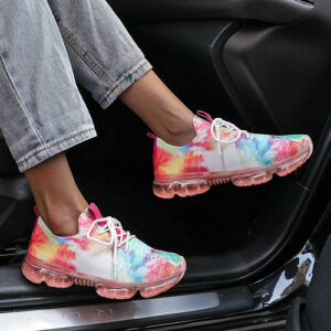 Colorful Fashion Mesh Cozy Running Sport Shoes Women Lace Up Sneakers