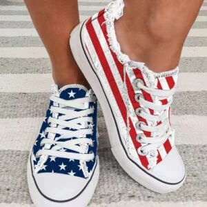 Casual Round Toe Casual Shoes Star Striped Lace Up Sneakers