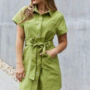 Classy Stick With Me Full Size Button Down Dress