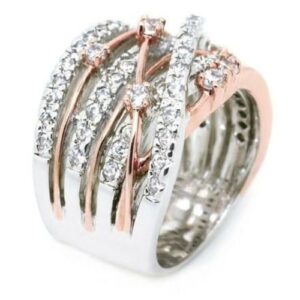 Rose Gold Crystal Crossover Ring