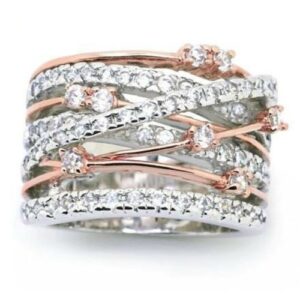 Rose Gold Crystal Crossover Ring