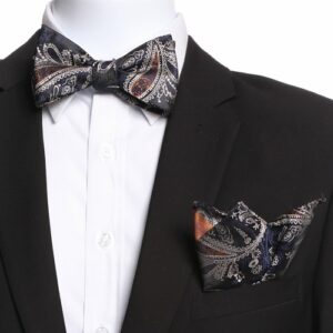 Elegant Men’s Black And Bronze Silk Self Bow Tie
