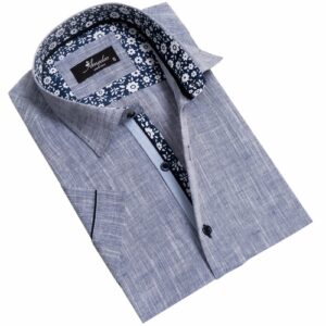Mens Short Sleeve Button up Shirts – Tailored Slim Fit Cotton Dress