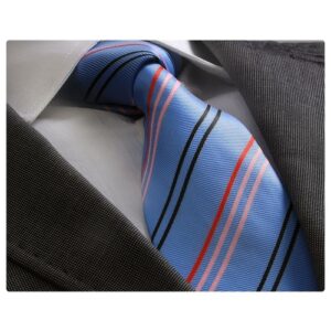 Men’s jacquard Blue with Red Black & Pink Lines Premium Neck Tie With