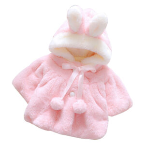 Pink Baby Infant Girls Fur Winter Warm Coat Cloak (China)
