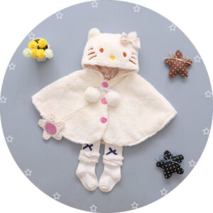 Lovely Pink Baby Girls Cat Hooded Cloak Poncho Jacket (China)