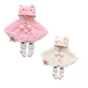 Lovely Pink Baby Girls Cat Hooded Cloak Poncho Jacket (China)