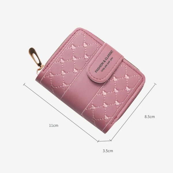 Embroidered Love Heart Compact Women’s Wallet with ID & Card Holder