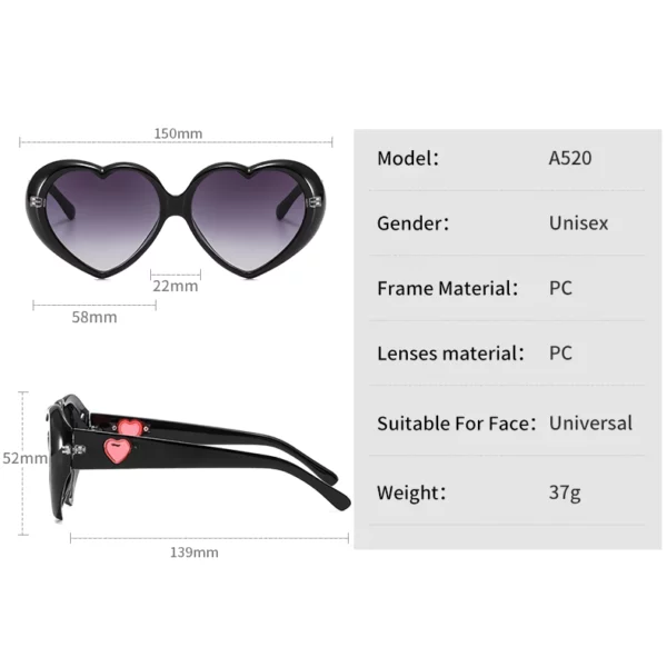 Heart-Shaped Gradient Love Sunglasses for Women