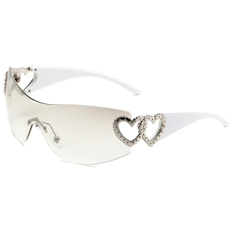 Y2K Heart-Shaped Frameless Sunglasses for Women