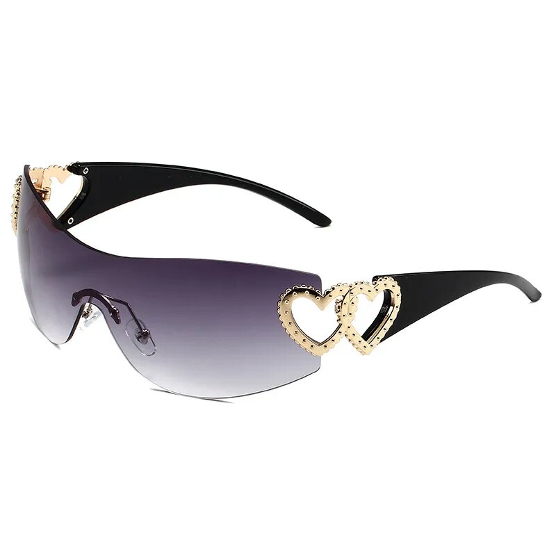 Y2K Heart-Shaped Frameless Sunglasses for Women