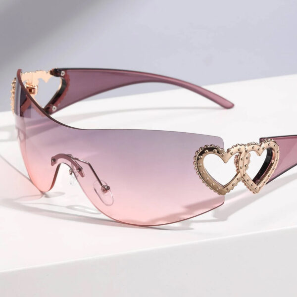 Y2K Heart-Shaped Frameless Sunglasses for Women