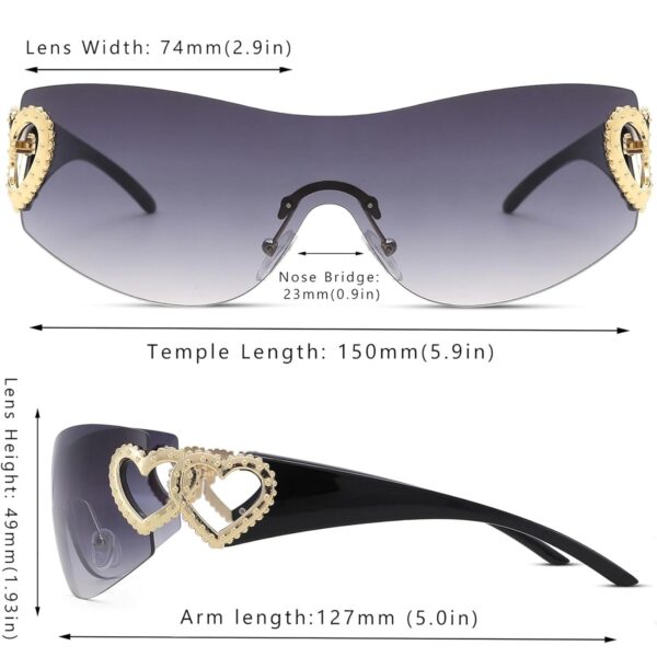 Y2K Heart-Shaped Frameless Sunglasses for Women - Image 5