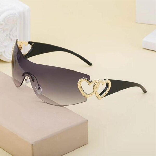 Y2K Heart-Shaped Frameless Sunglasses for Women