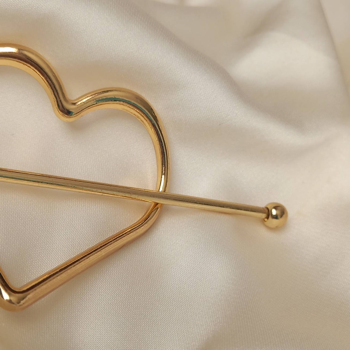 Gold Heart Hair Pin Gold Hair Pin, Basic Hair Pin, Gold Jewellery, Simple Hair Accessories, Minimalistic Hair Accessory, Gold Hair Pins image 4