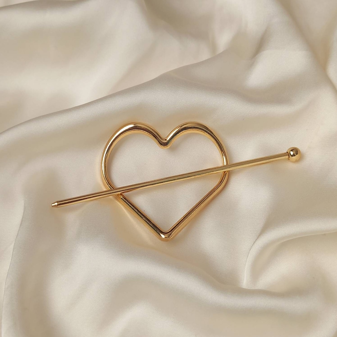 Gold Heart Hair Pin Gold Hair Pin, Basic Hair Pin, Gold Jewellery, Simple Hair Accessories, Minimalistic Hair Accessory, Gold Hair Pins image 1