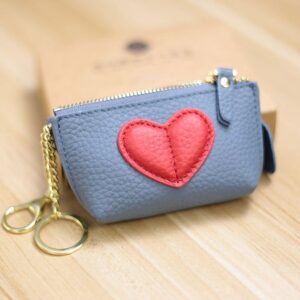 Genuine Leather Heart-Shaped Coin Purse & Key Holder