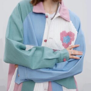 Korean Style Y2K Fashion Patchwork Jacket for Women