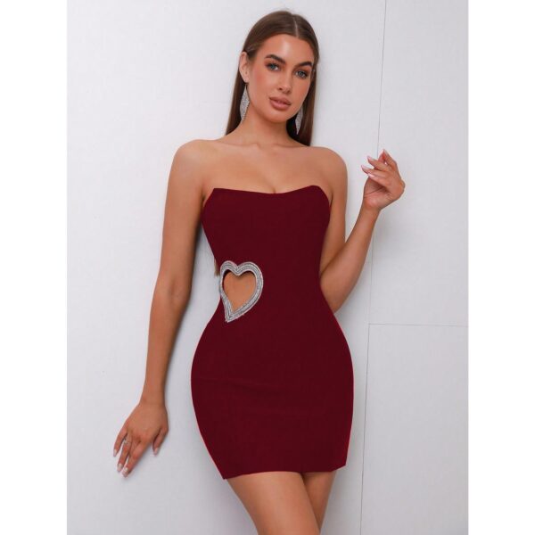 Sexy Strapless Diamond Heart Cutout Mini Dress