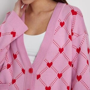 Pink Winter Knit Cardigan for Women