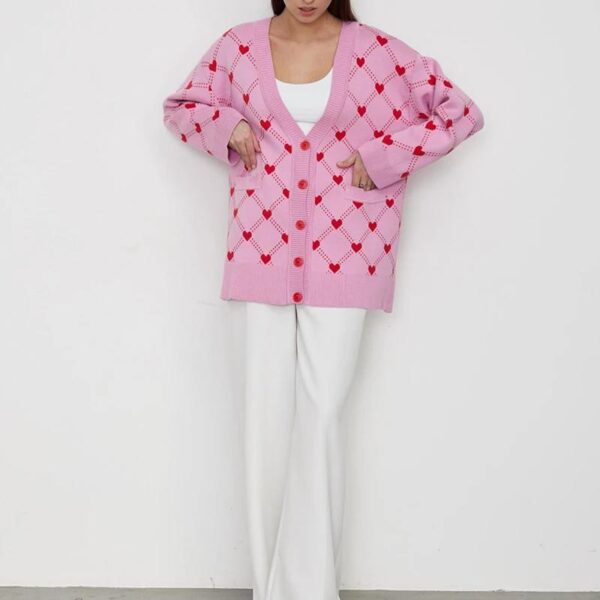 Pink Winter Knit Cardigan for Women