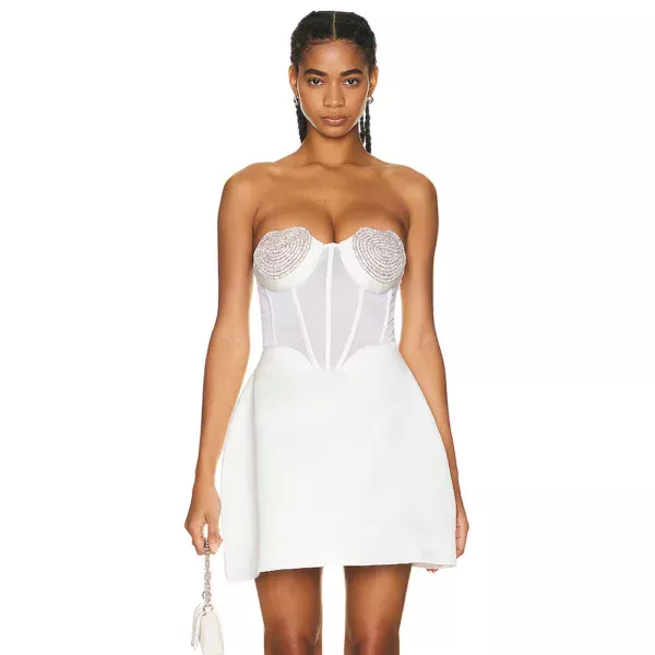 Strapless Sweetheart Crystal Mini Dress for Weddings & Summer Parties