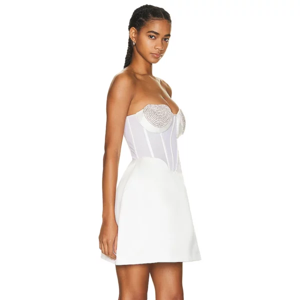 Strapless Sweetheart Crystal Mini Dress for Weddings & Summer Parties