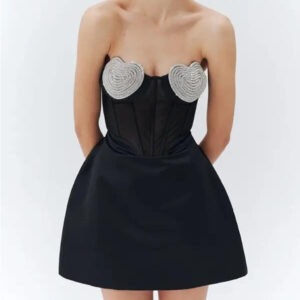 Strapless Sweetheart Crystal Mini Dress for Weddings & Summer Parties