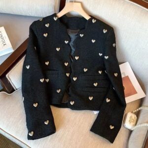 Vintage Korean Tweed Jacket for Women