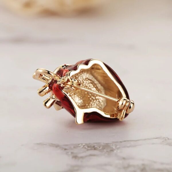 Red Enamel Heart Brooch Pin