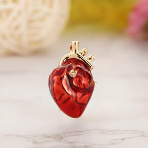 Red Enamel Heart Brooch Pin