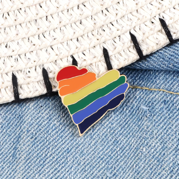 Rainbow Heart & Flag Enamel Pin Brooch - Image 5