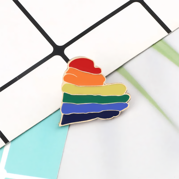 Rainbow Heart & Flag Enamel Pin Brooch