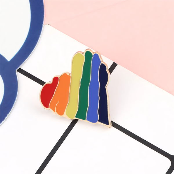 Rainbow Heart & Flag Enamel Pin Brooch