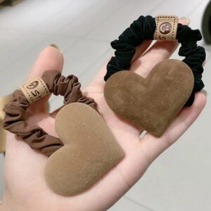 Cute Heart Pendant Elastic Hair Ties for Women