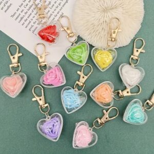 Romantic Heart Shaped Rose Pendant Keychain