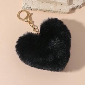 Cute Heart Keychain Pom Pom