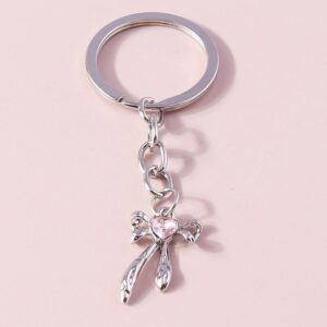 Charming Crystal Bowknot Heart Keychain