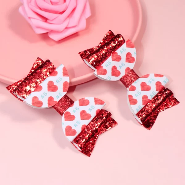 Glitter Heart Bowknot Hairpins - Image 4