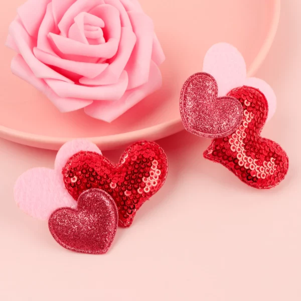 Glitter Heart Bowknot Hairpins - Image 3