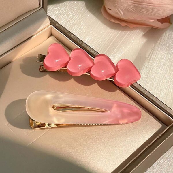 Pink Gradient Love Heart Hairpin Set - Image 4