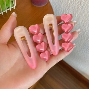 Pink Gradient Love Heart Hairpin Set