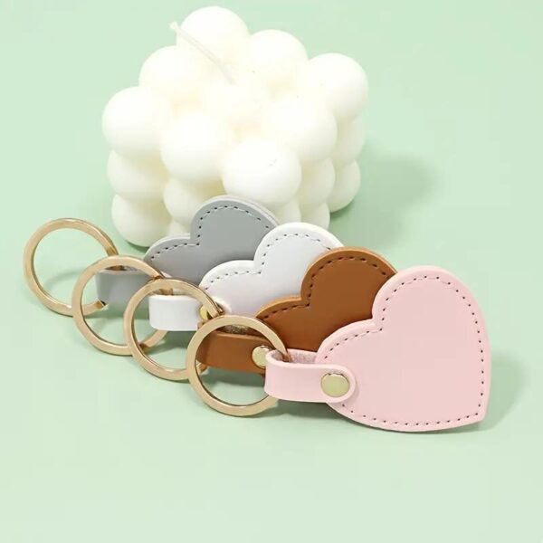 Chic Heart-Shaped PU Leather Keychain - Image 3