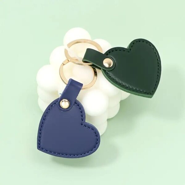 Chic Heart-Shaped PU Leather Keychain - Image 2