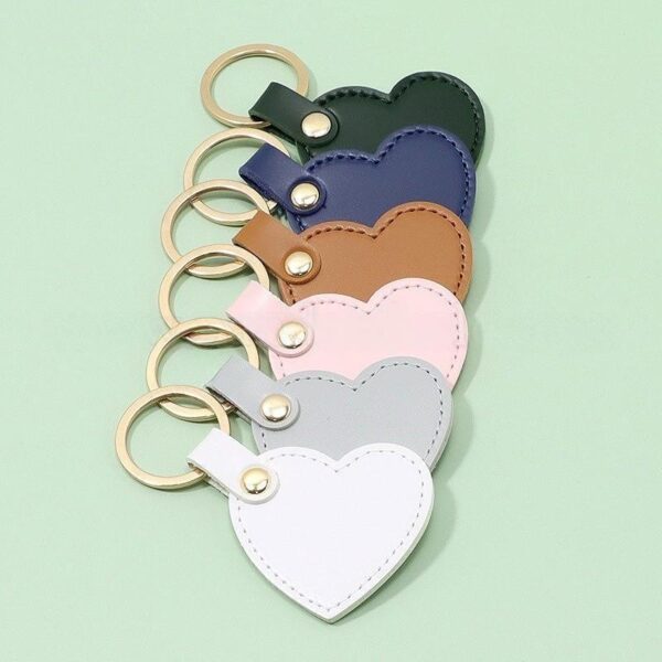 Chic Heart-Shaped PU Leather Keychain - Image 4