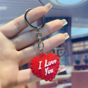 Charming Red Heart PVC Keychain