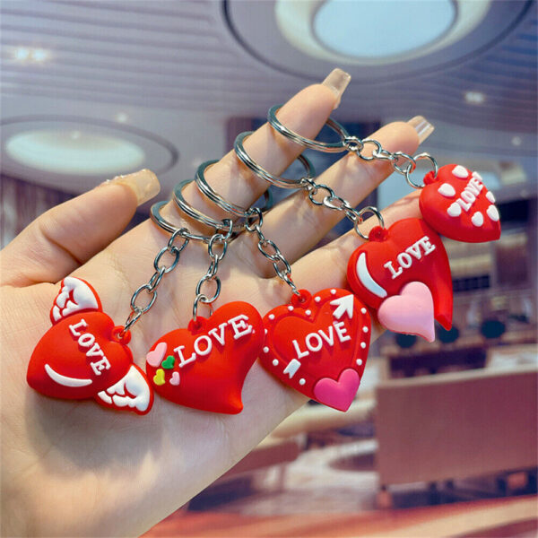 Charming Red Heart PVC Keychain